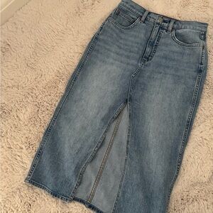 Denim Forum Midi Skirt with Front Slit